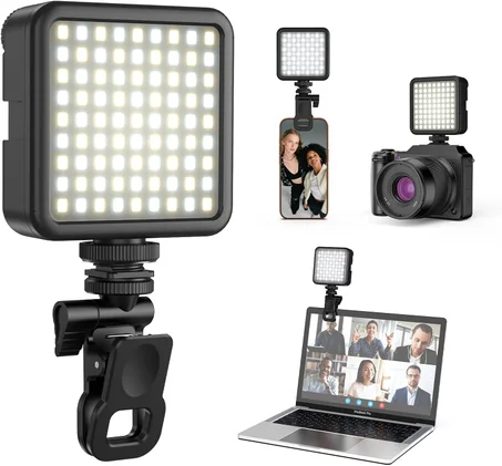 ULANZI VL-81 Cámara Teléfono Selfie Luz con Clip y Zapata Fría, 3200K-5600K CRI95 3000mAh Bi-Color Luz de Video LED Portátil para iPhone, Cámaras, Laptop, Selfie, Vlog, Filmación, Videoconfer