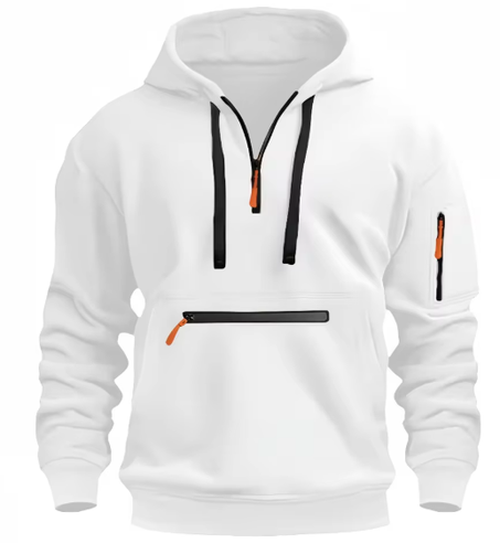 سترة بغطاء للرأس بسحاب للجيب للرجال للخريف والشتاء كاجوال للاستخدام اليومي مع ملابس رياضية خارجية دافئة برباط وأكمام طويلة