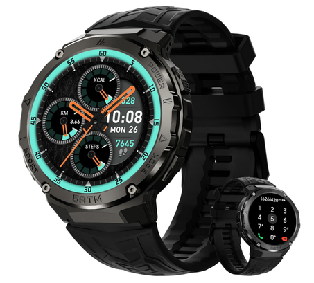 ساعة ذكية للرجال والنساء، جهاز تتبع اللياقة البدنية AMOLED مقاس 1.43 بوصة، ساعة رياضية مقاومة للماء حتى عمق 50 متر مع معدل ضربات القلب/SpO2/مراقبة النوم/عداد الخطوات،