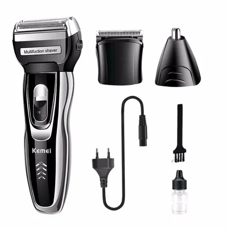 Kemei ماكينة حلاقة وتشذيب ومنظف الأنف 3 في 1 قابلة لإعادة الشحن من كيمي