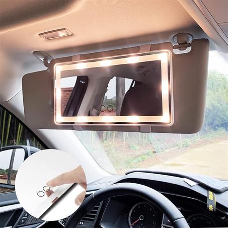 مرآة مكياج حاجب الشمس للسيارة مع مصابيح LED