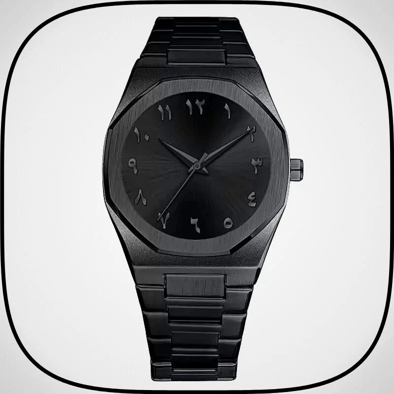 ساعة إسلامية - لون أسود بالكامل