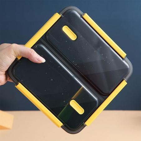 صندوق بينتو سعة 1.1 لتر مع مقصورتين، صندوق غداء خارجي محمول , للنزهات , وطالبة، والمكتب , والعمال,  والاطفال