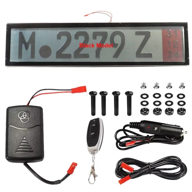 غطاء لوحة الترخيص مع جهاز تحكم عن بعد للسيارات