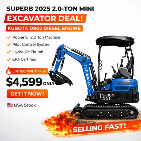 2025 New Mini Excavator Crawler EPA certified USA KUBOTA Diesel D902