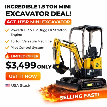 1.5 ton, 13.5HP RATO Mini Excavator w/ pilot control system | AGT-H15R