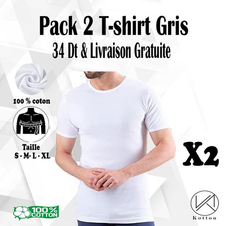 PACK 2 T-SHIRT BLANC 100% COTON