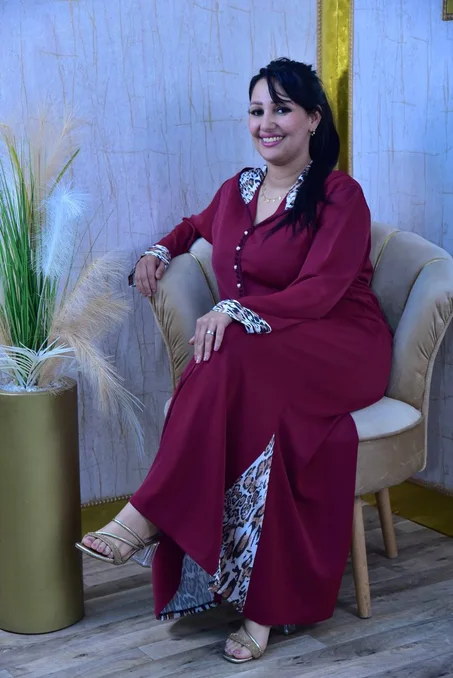 جلابة كريب مبطنة بثوب نمر