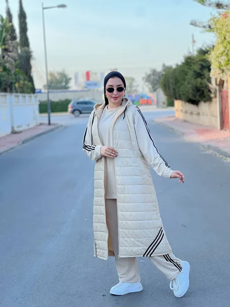 كيطمة طويلة 3 قطع بثوب لامع