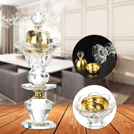 Mini brûleur d'encens en métal et cristal