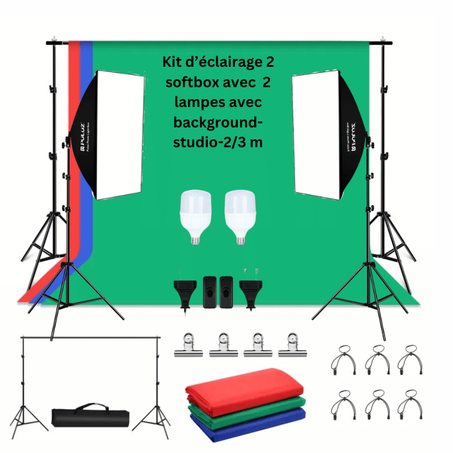 KIT STUDIO 2 SOFT BOX 1 LOMP + FOND 2/3M