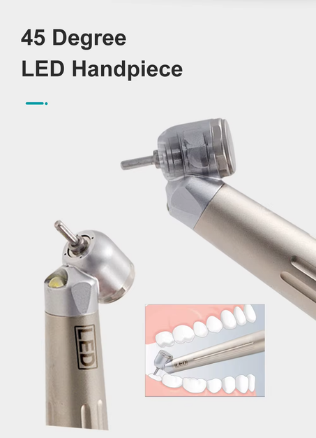 Asin dentaire 45 degrés Anti-rétraction chirurgicale LED haute vitesse pièce à main Turbine à Air Led pièce à main équipement de dentisterie