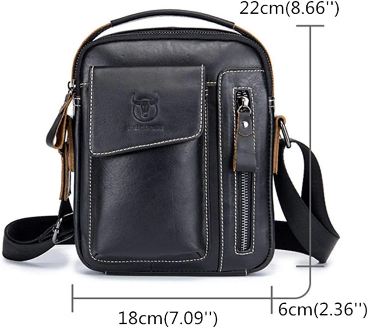 حقيبة الكتف الرجالية الأصلية من الجلد الطبيعي من BULLCAPTAIN