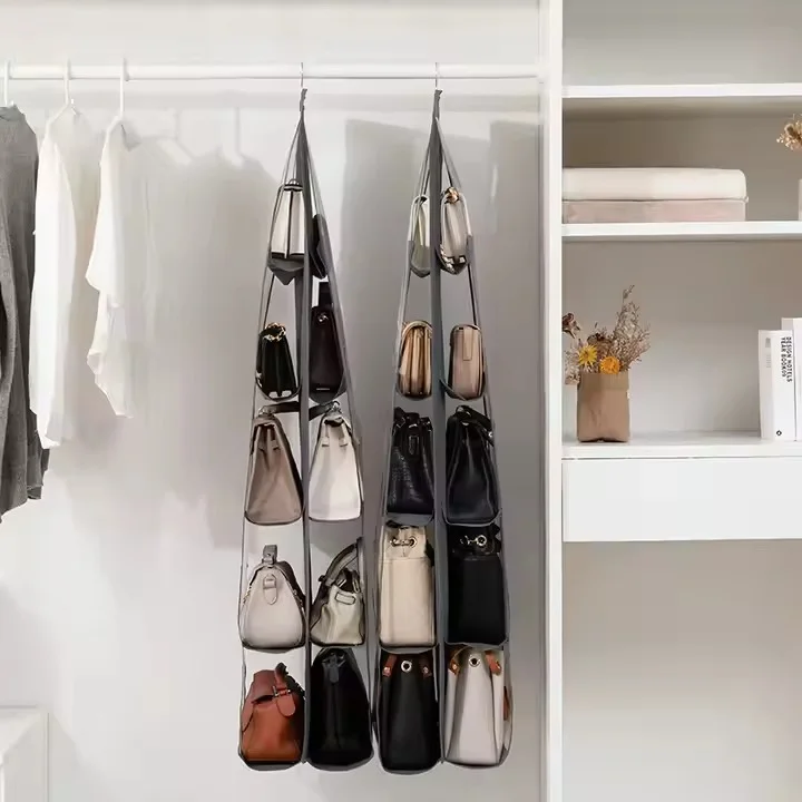 منظم حقائب يد متعدد الطبقات معلق لخزانة الملابس