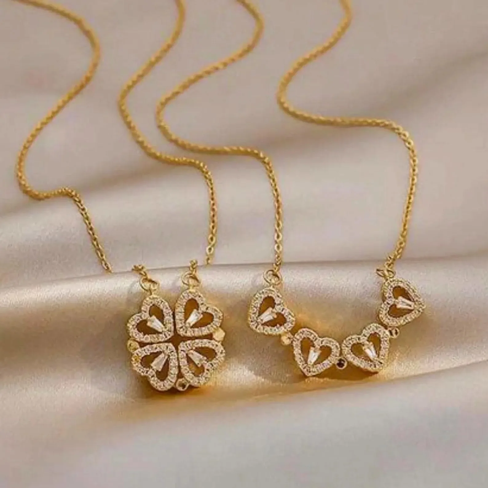 كوليي القلب المغناطيسي 4 في 1 – ستانلس ستيل مطلي ذهب