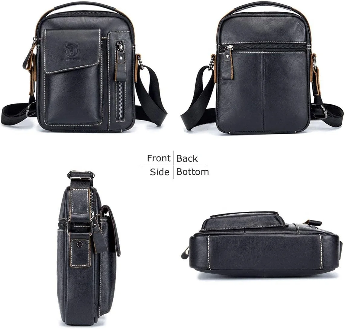 حقيبة الكتف الرجالية الأصلية من الجلد الطبيعي من BULLCAPTAIN