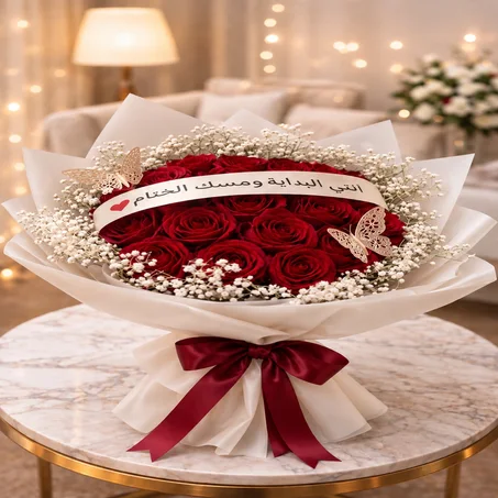 باقة ورد مصنوعة يدوياً