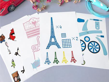 planche à dessin pur stylo 3D,  ,20 feuilles, 40 modèles + Film transparent, Filament