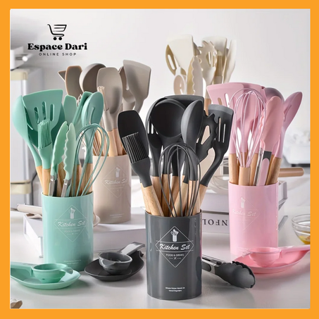 Ensemble d'ustensiles de Cuisine en Silicone - (12 PCS)