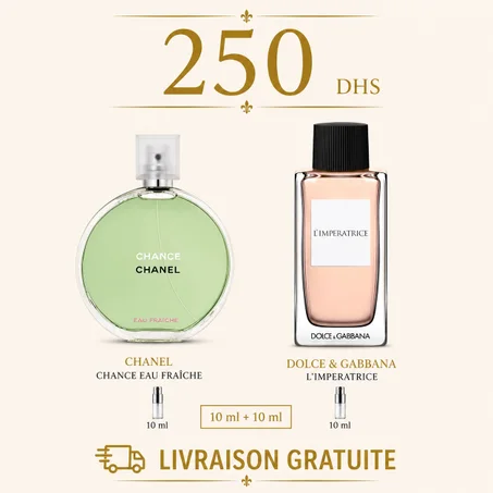 10 ML chanel chance eau fraiche + 10 ML l'impératrice edt