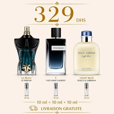 10 ML le beau le parfum + 10 ML y ysl + 10 ML light blue edt