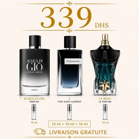 10 ML acqua di gio parfum + 10 ML y ysl + 10 ML le beau le parfum
