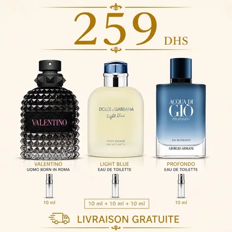 10 ML valentino + 10 ML light blue edt + 10 ML acqua di gio profondo