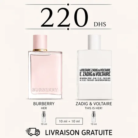 10 ML burberry her edp + 10 ML zadig voltaire