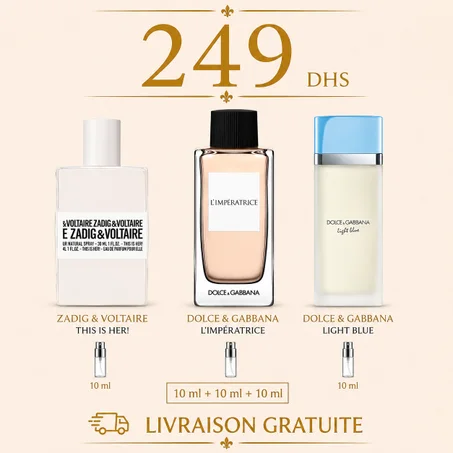 10 ML l'impératrice edt + 10 ML light blue edt + 10 ML zadig voltaire