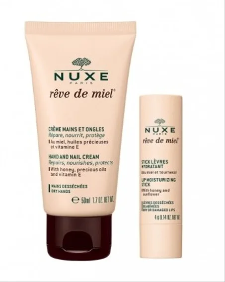 NUXE REVE DE MIEL CREME MAINS ET ONGLES + STICK LEVRES HYDRATANT 30ML