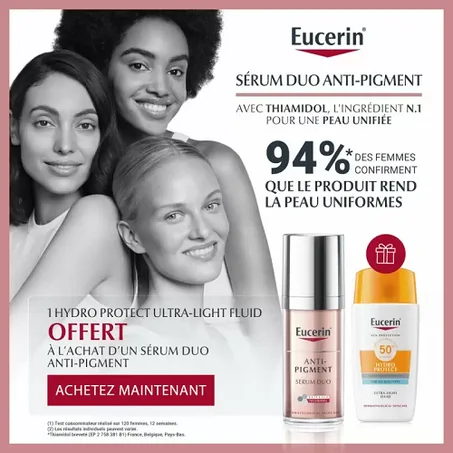 EUCERIN PACK ANTI-PIGMENT SÉRUM DUO 30 ML + EUCERIN HYDRO PROTECT FLUIDE ULTRA LÉGER SPF 50+ OFFERT
