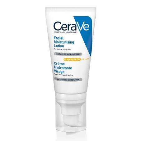 CERAVE CREME HYDRATANTE VISAGE SPF 50 PEAUX NORMALES A SECHES 52 ML
