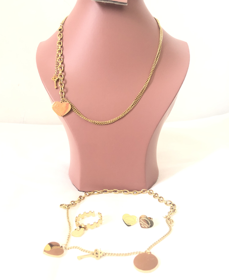 Collier et Bracelet avec Breloque de Cœur