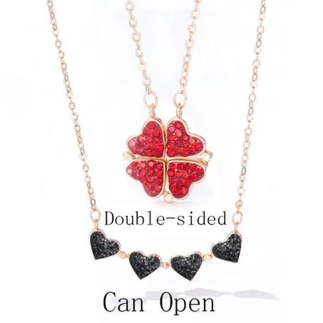 Collier en acier inoxydable 4 cœurs double faces
