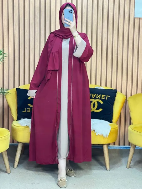 Abaya Chal Élégance – عباية فاخرة بقطعتين