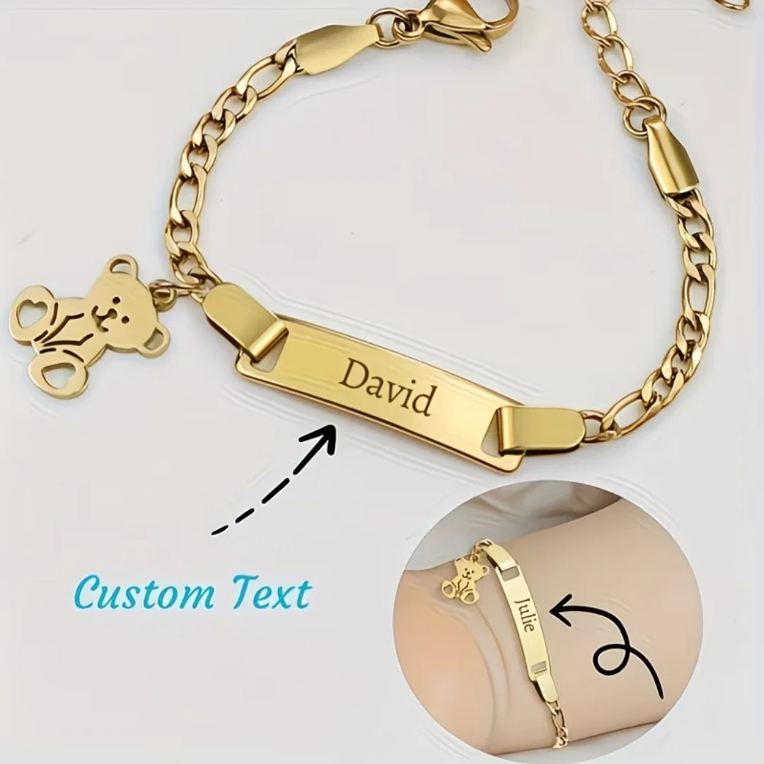 إسوارة دب مخصصة باسمك | هدية تخرج وعيد ميلاد | Custom Bear Bracelet Personalized Gift