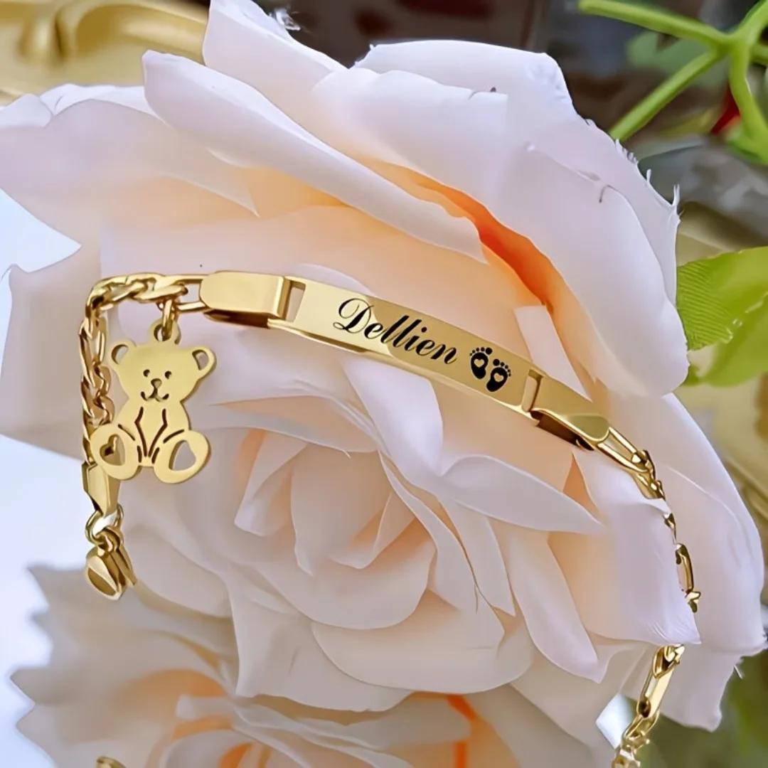 إسوارة دب مخصصة باسمك | هدية تخرج وعيد ميلاد | Custom Bear Bracelet Personalized Gift