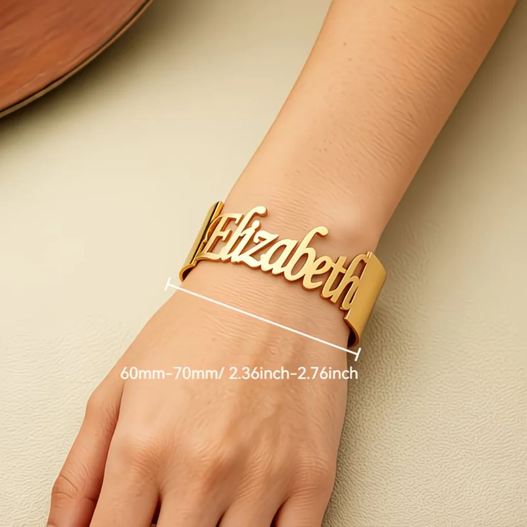 إسوارة كَفّ المفتوحة و المخصصة باسمك | مينيمال فاخر ذهبي وفضي | Custom Name Palm Bracelet Gold Silver