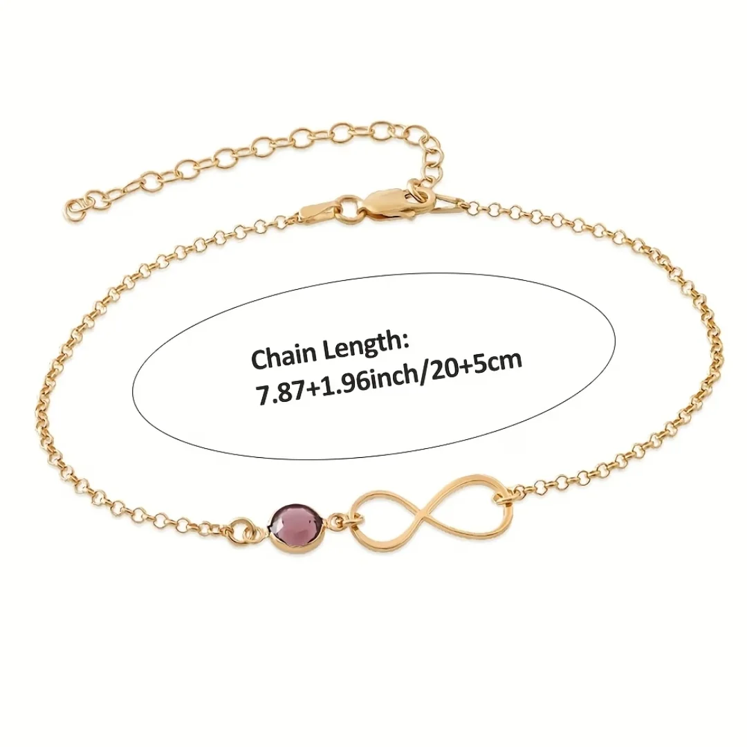 خلخال مخصص باسمك وحجر المولد | ذهبي وفضي | Custom Name & Birthstone Anklet