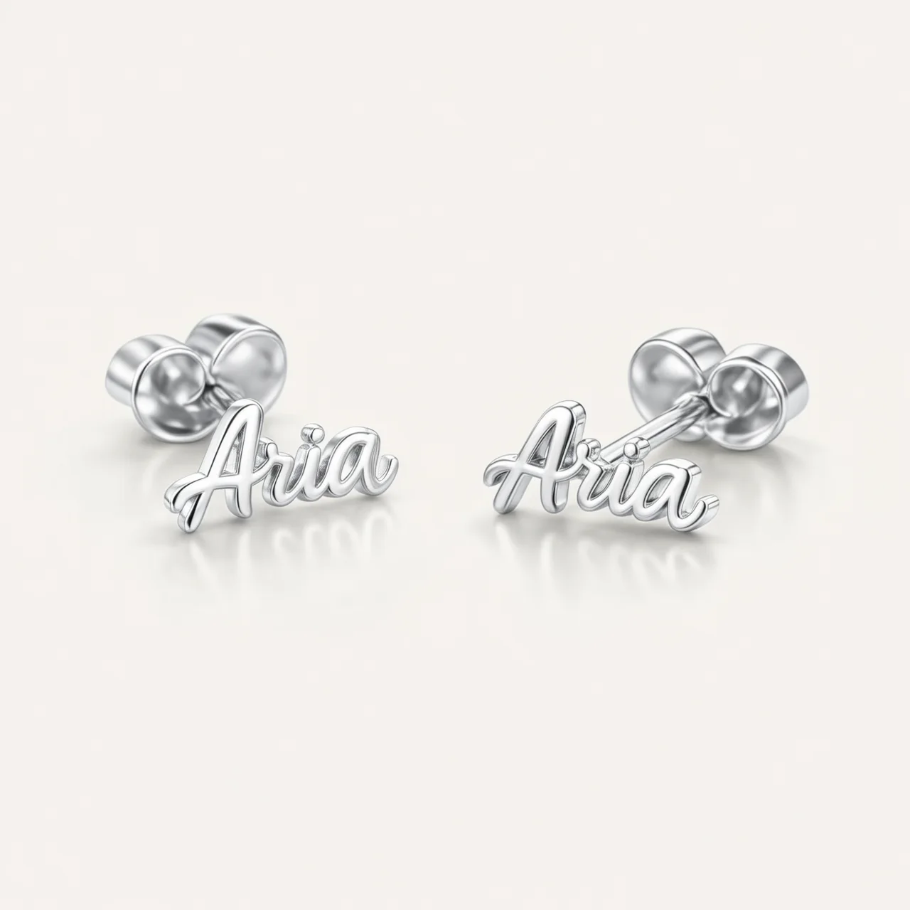 أقراط اسم مخصصة مسمارية مطلية بالذهب  | Personalized name stud earrings, gold plated