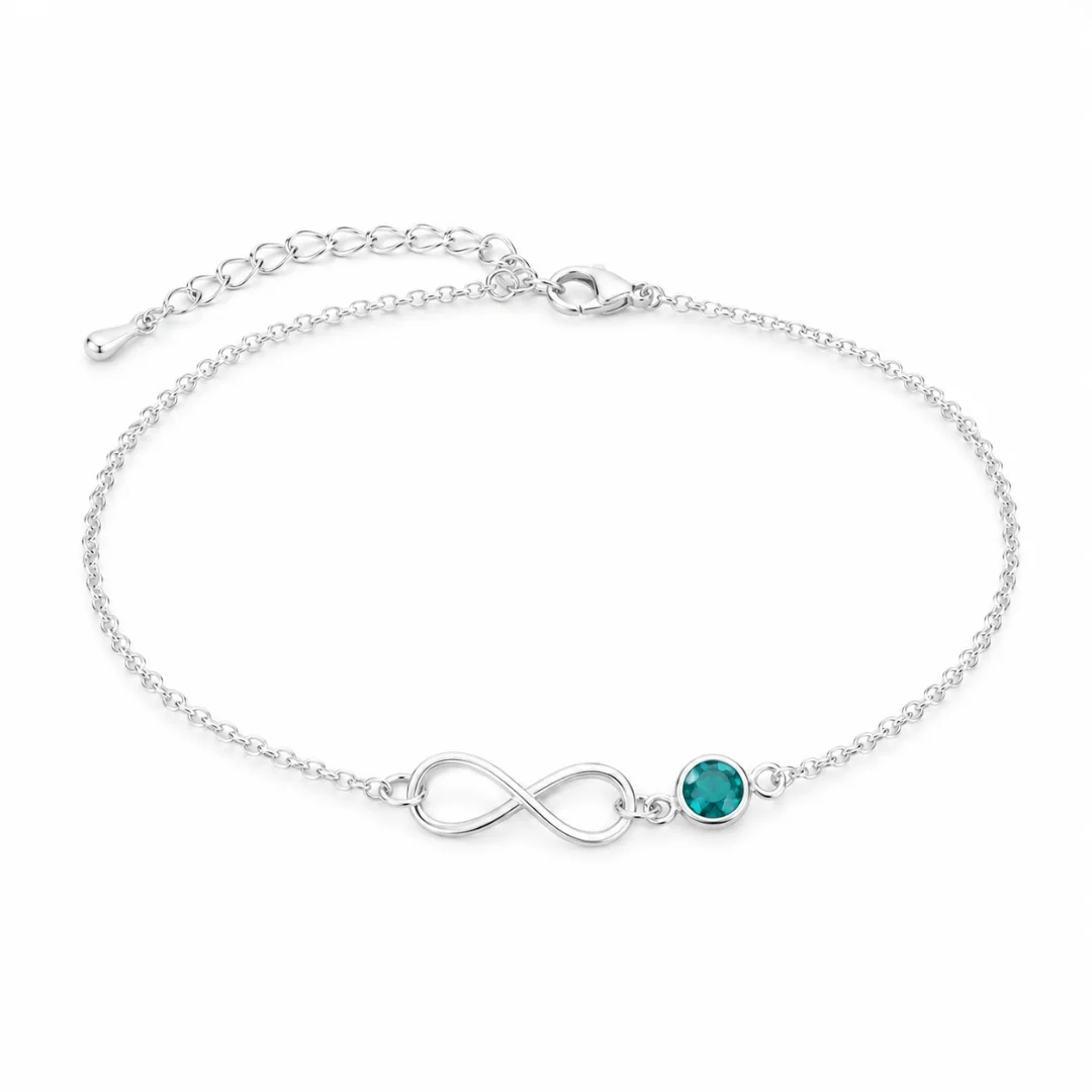 خلخال مخصص باسمك وحجر المولد | ذهبي وفضي | Custom Name & Birthstone Anklet