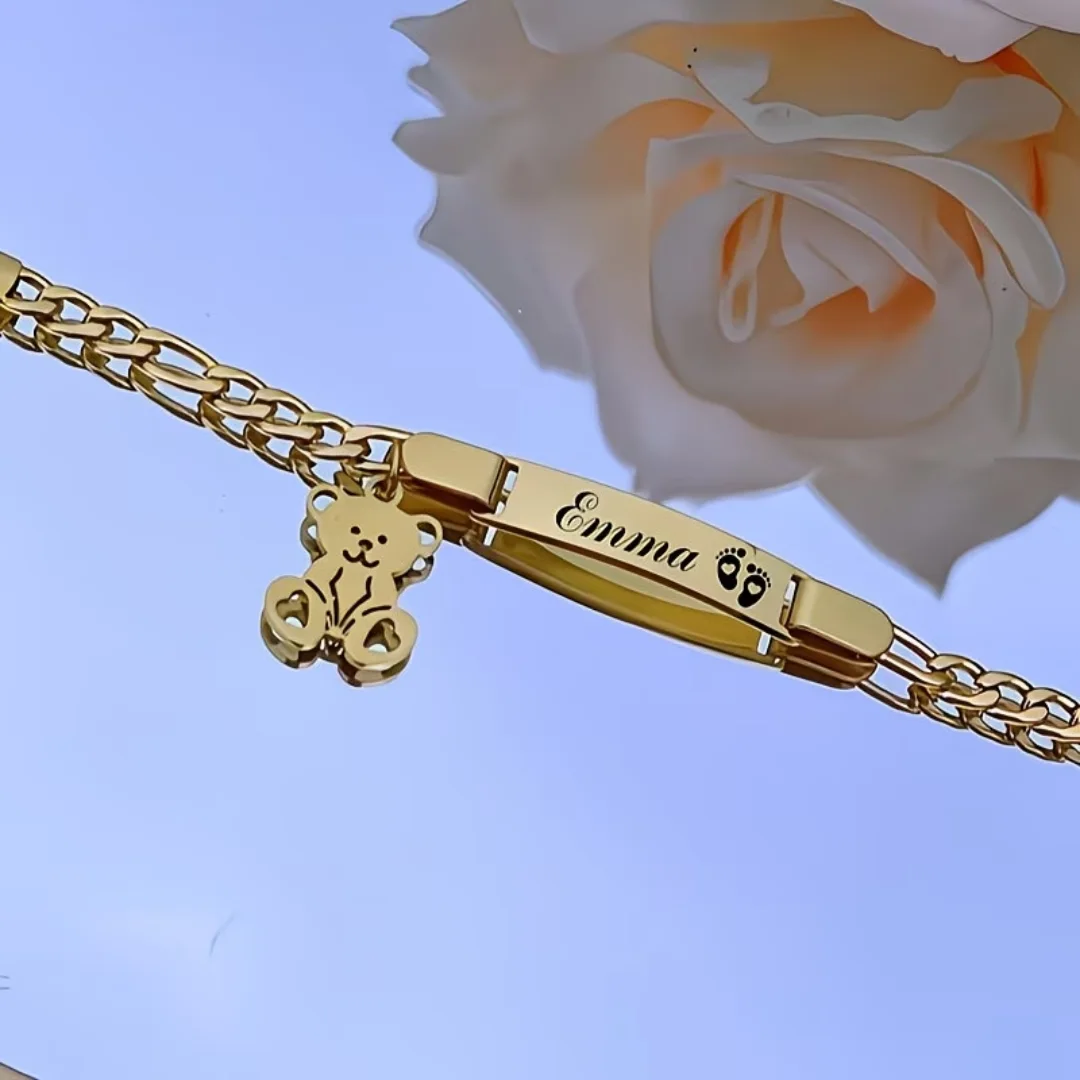 إسوارة دب مخصصة باسمك | هدية تخرج وعيد ميلاد | Custom Bear Bracelet Personalized Gift