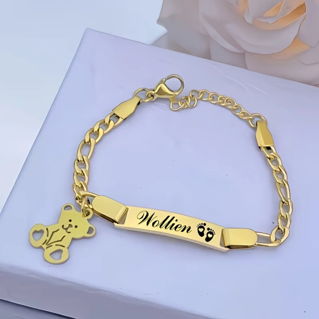 إسوارة دب مخصصة باسمك | هدية تخرج وعيد ميلاد | Custom Bear Bracelet Personalized Gift