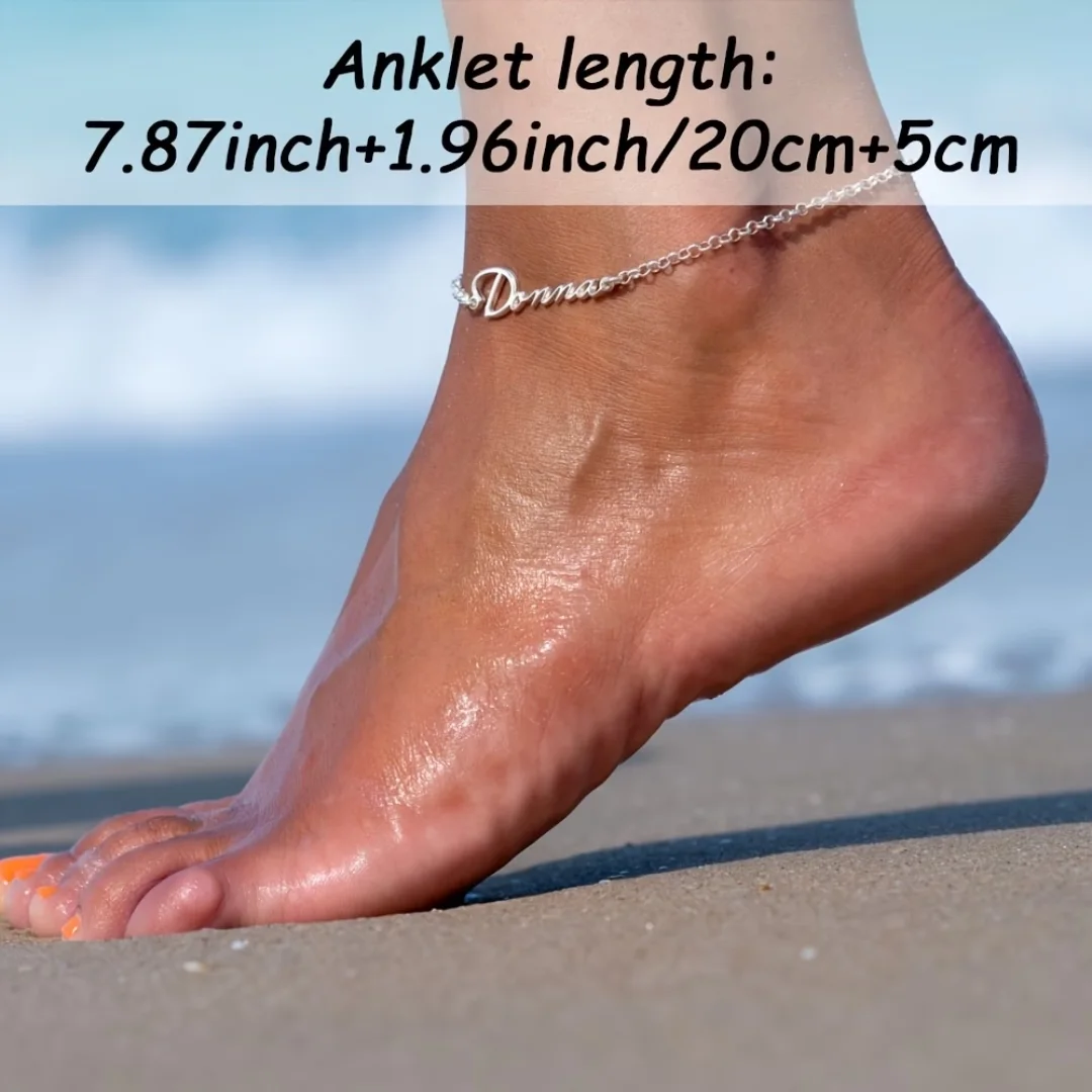 خلخال باسمك رفيع وأنيق | هدية فاخرة مطلية بالذهب | Delicate Custom Name Anklet Gold Gift