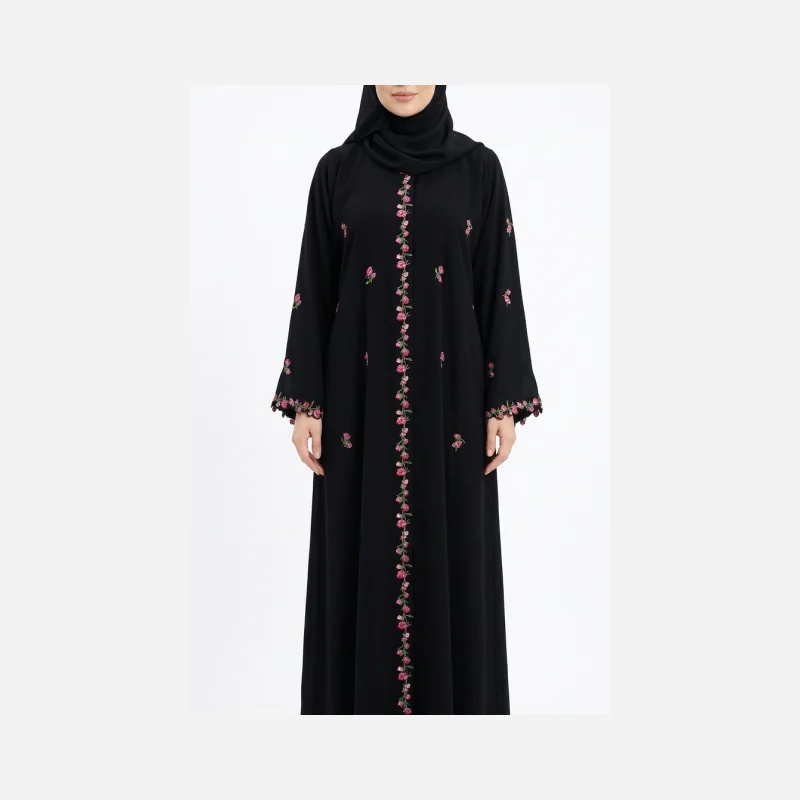 عباية ورد (اسود)