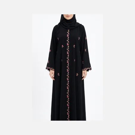 عباية ورد (اسود)