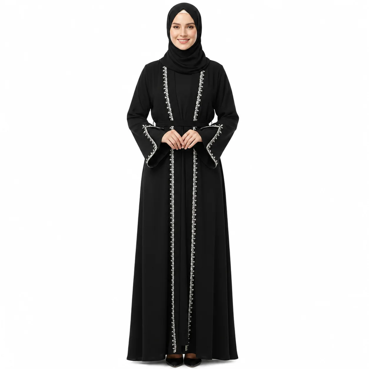 عباية جولنار (اسود+فضي)