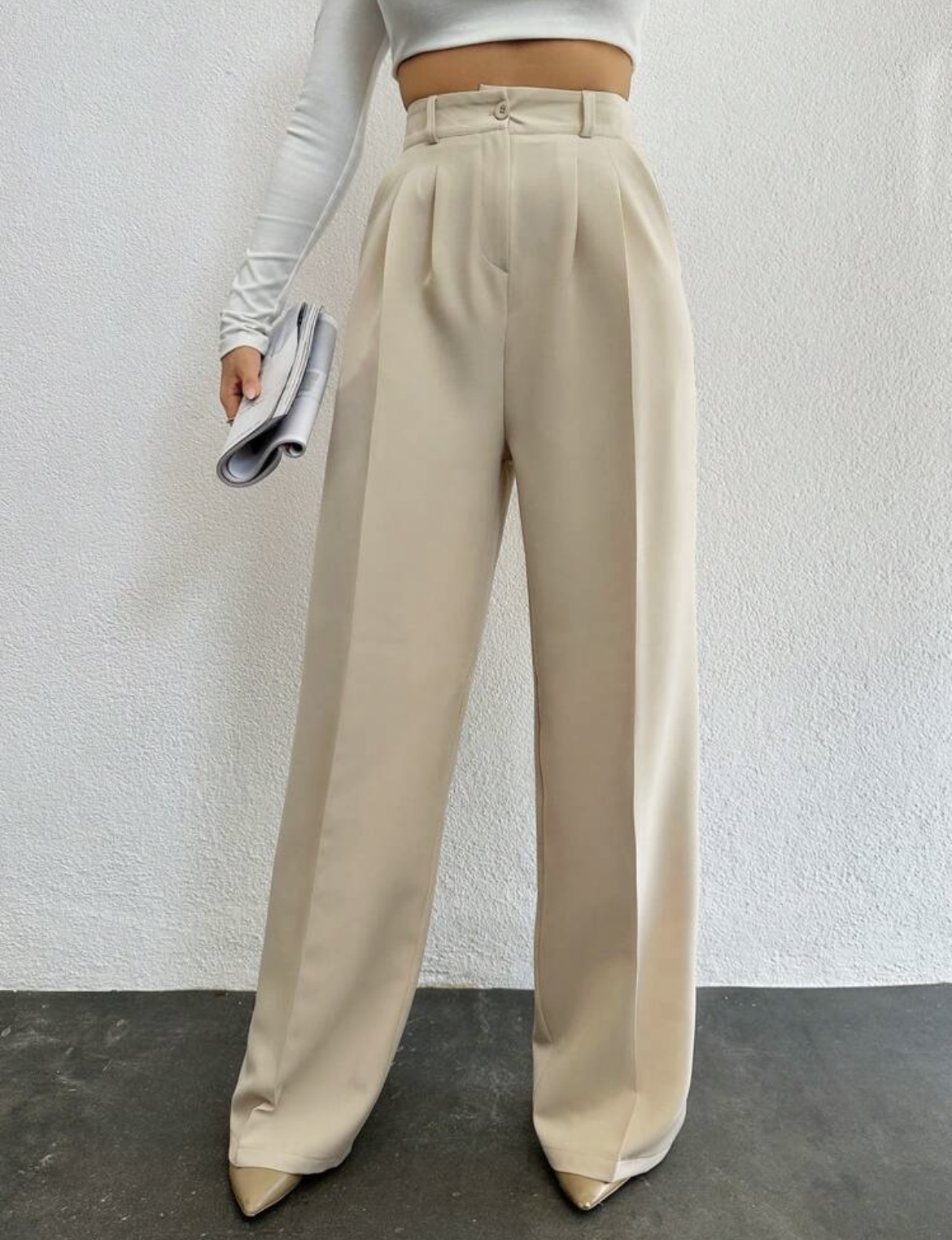 Pantalon Large Élégant à Taille Haute