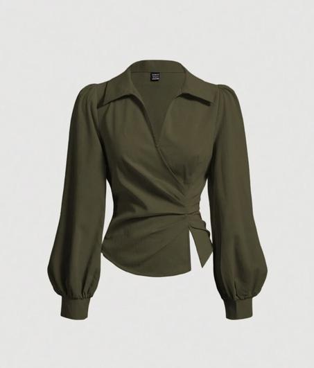Blouse Cache-Cœur à Manches Longues