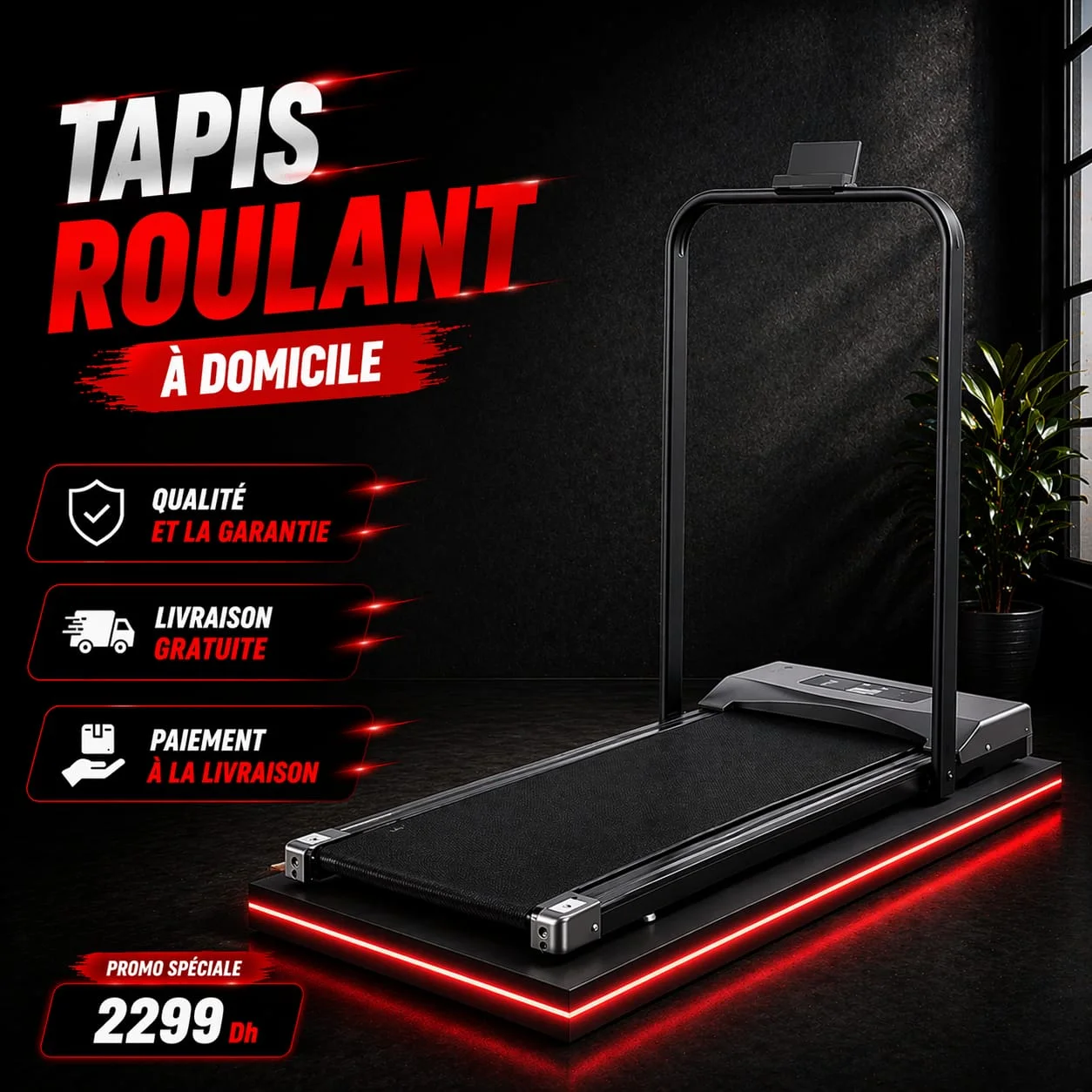 .A.Tapis roulant compact avec contrôle à distance et connectivité Bluetooth